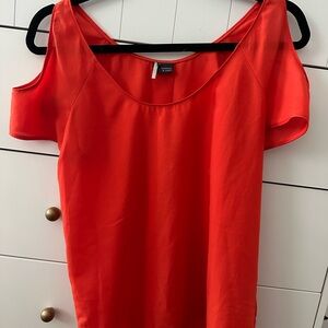 Orange Blouse with Cut Out Sleeves